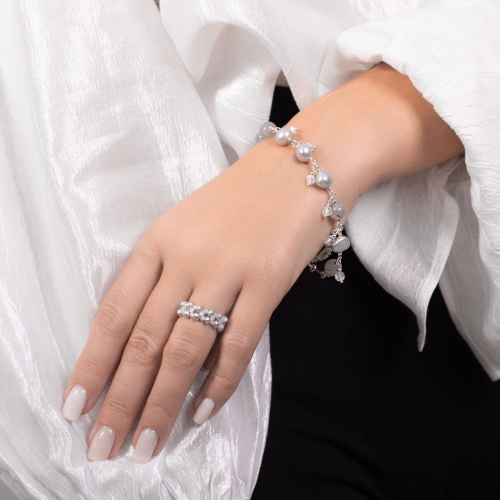 Браслет Lanzerotti, Gelido, с жемчугом, лабрадоритом и кристаллами, LZ-25.02-008 серый фото 3