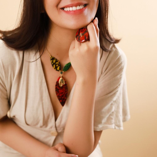 Кольцо Nature Bijoux, Gaia, термитник в смоле, галиотис, NB23.1-19-24810 красный, 18 фото 5