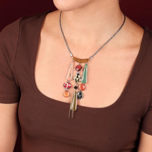 Колье TARATATA, Etincelle, смола, слюдяной порошок, бусина, гематит, TT-W25-08113-10M серебристый фото 3