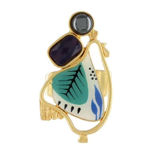 Кольцо TARATATA, Paulette, разъемное, с цветной смолой и бусинами, TT-H23-11421-20M золотистый фото 6