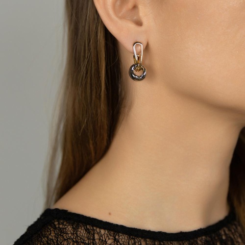 Серьги Moon Paris, Ringo, биколор, с подвеской-кольцом, MR-26.01-024 золотистый фото 2