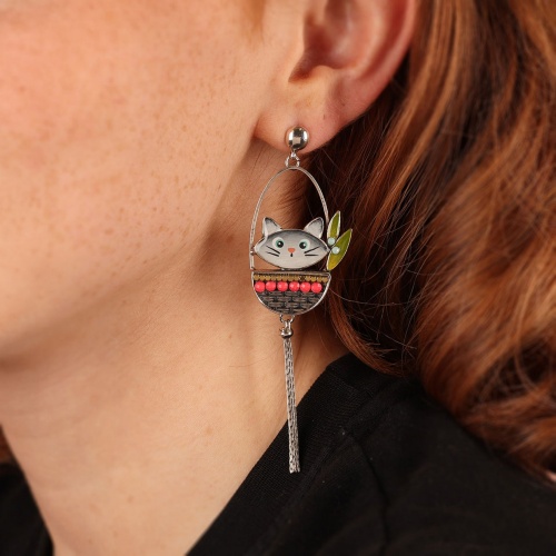 Серьги TARATATA, Gros malin, со стразами, бусинами и цветной смолой, TT-T23-09940-10M серебристый фото 5