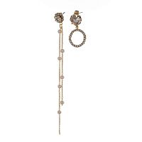 Серьги Moon Paris, Ringo Queen, асимметричные, кристаллы, жемчуг, MRQ-23.12-098 золотистый