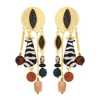 Клипсы TARATATA, Zebra, песчаник, гелиолит, тигровый глаз, яшма, TT-H25-04502-20M золотистый