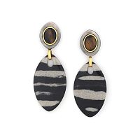 Серьги Nature Bijoux, Zebra, тигровый глаз, смолистый песок,перламутр, NB24.2-12-79721 черный