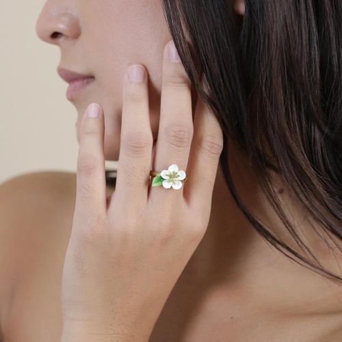 Кольцо Franck Herval, Hana, разъемное, с цветком и цветной эмалью, FH25.1-19-63651 белый фото 5