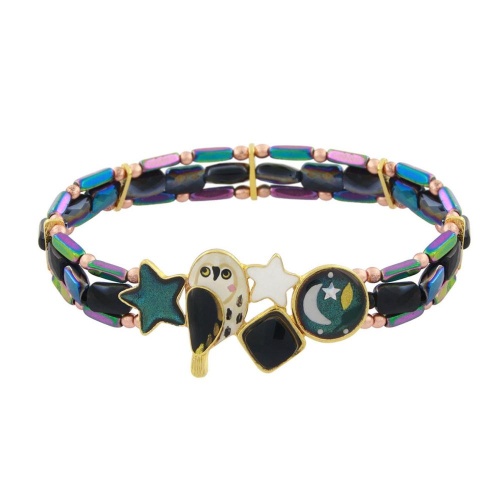 Браслет TARATATA, Clair de lune, стрейч,смола,бусины,блестки,краска,пудра, TT-H24-04307-207 зеленый