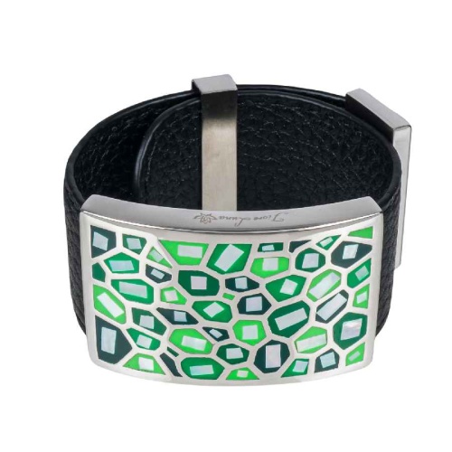 Браслет Fiore Luna на кожаном черном ремешке, CB00992-8 G