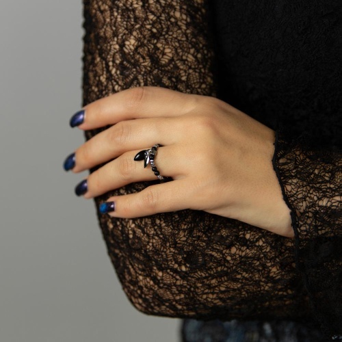 Кольцо Lanzerotti, Pianoforte, стрейч, с ониксом, гематитом и эмалью, LZ-26.01-023 черный фото 2