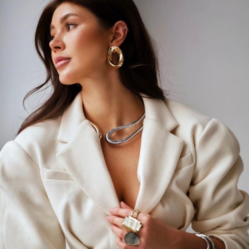 Серьги Moon Paris, в форме овала, Mo-Y25.02-004 золотистый фото 4