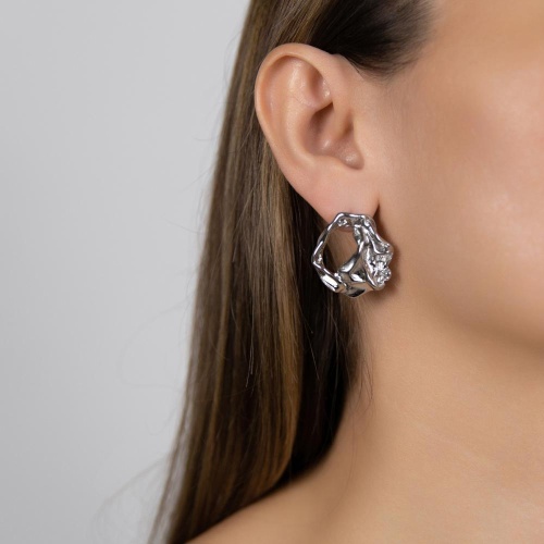 Серьги Dansk Copenhagen, Courage Waterproof, с эффектом мятого металла, DNSK26.1-3W2601011 серебристый фото 2