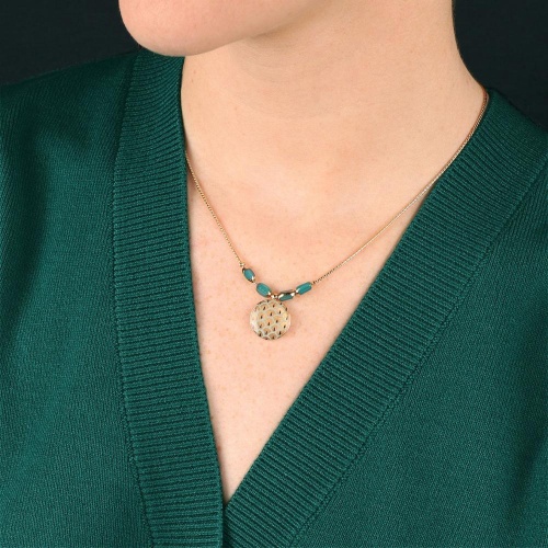 Колье TARATATA, Fuchsia, смола, стеклянные бусины, золотая краска, TT-E25-02103-207 зеленый фото 2