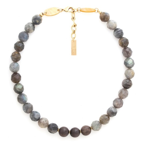 Колье Nature Bijoux, Eclipse, эбеновое дерево, лабрадорит, перламутр, NB25.2-15-43532 серый