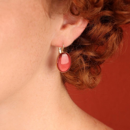 Серьги TARATATA, Olive, с прозрачной смолой и слюдяным порошком, TT-W25-02715-203 красный фото 2