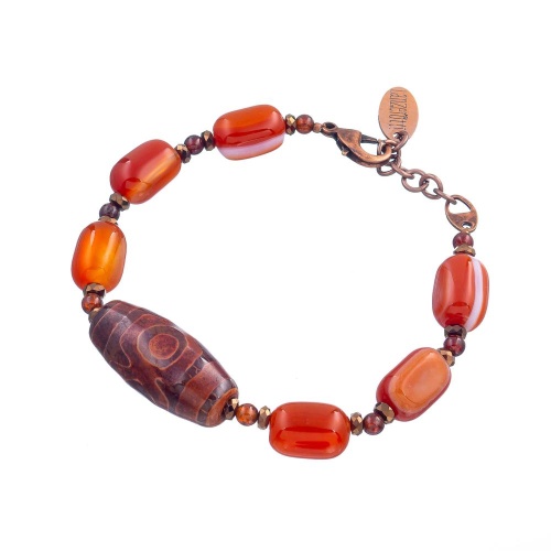Браслет Lanzerotti, Caramello, гранат, тибетский агат,сердолик, гематит, LZ-24.11-506 коричневый