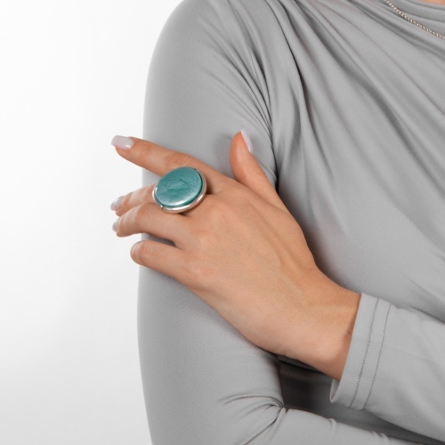 Кольцо Ciclon, Elegance, разъемное, с муранским стеклом, CN-233502 бирюзовый фото 2