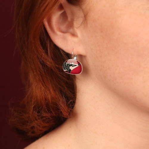Серьги TARATATA, Fox, асимметрия, с цветной смолой и росписью, TT-H26-10792-10M серебристый фото 3