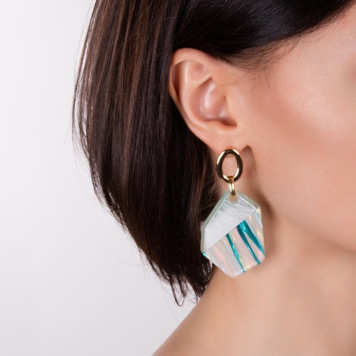 Серьги Moon Paris, Lorian, с акрилово-перламутровой подвеской, ML-23.03-020 зеленый фото 2