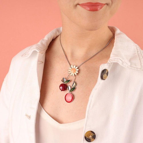 Колье TARATATA, Cocoon, с цветной смолой и стеклянной бусиной, TT-E25-03106-103 красный фото 2