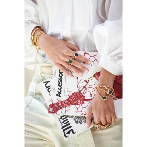 Кольцо Thot Gioielli, с рейнстоуном, TG25.1-AN17V зеленый, 17 фото 4