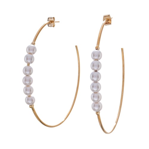 Серьги Moon Paris, Ringo, полукольца, с жемчужными бусинами, MR-24.06-046 золотистый