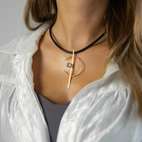 Колье Catherine Bijoux, Half moon, с кристаллом, CB25.1-5357AG мятный фото 3