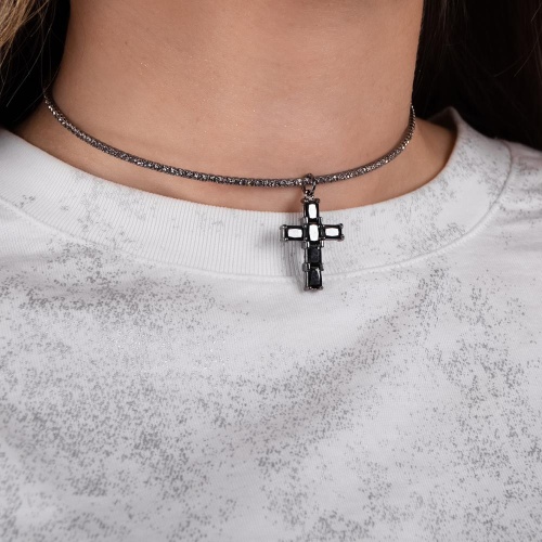 Колье Moon Paris, Ringo Queen, гривна с крестом и кристаллами, MRQ-26.01-001 черный фото 3