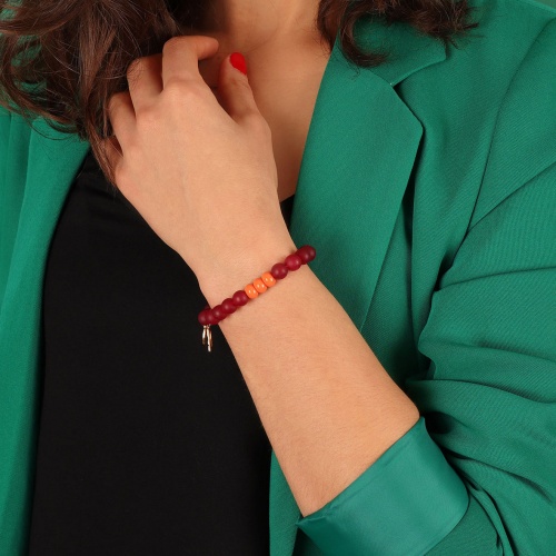 Браслет TARATATA, Glam Rock, стрейч, со стеклянными бусинами, TT-H23-08307-203 красный фото 6