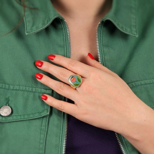 Кольцо TARATATA, Jeu De L`oie, разъемное, с цветной смолой, TT-H24-01401-204 синий фото 3