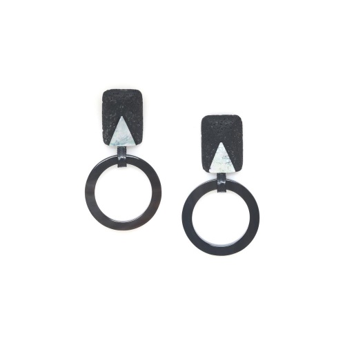 Серьги Nature Bijoux, Volcan, перламутр, вулканическая лава, рог, NB25.2-12-90351 черный фото 2