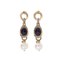 Серьги Alcozer&J, с агатом и жемчугом, AL-O48DW25-R черный