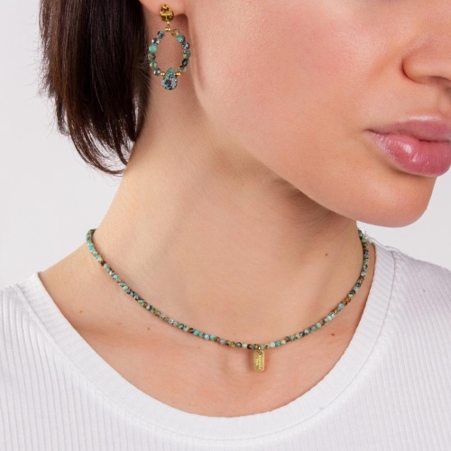 Серьги Moon Paris, с бирюзой, Mo-22.10-088 зеленый фото 2