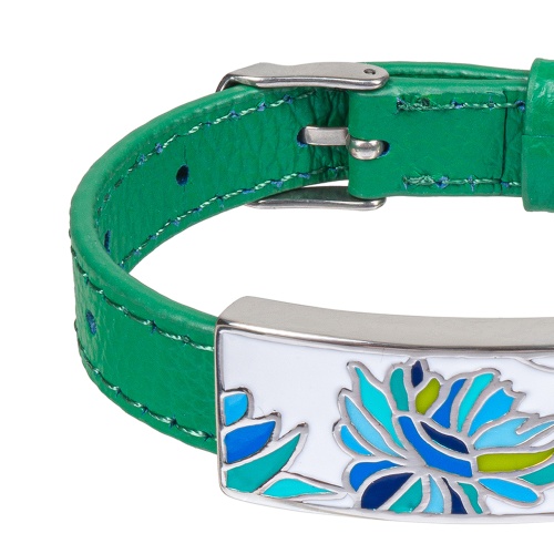 Браслет Fiore Luna на зеленом кожанном ремешке, CB03599-15A фото 3