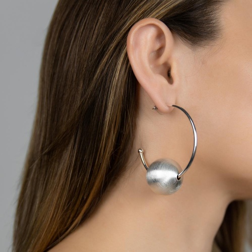 Серьги Dansk Copenhagen, Tabitha, полукольца с металлической бусиной, DNSK26.1-3C2601018 серебристый фото 2