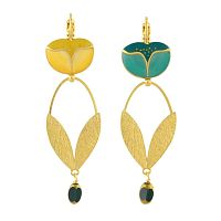 Серьги TARATATA, Crocus, асимметричные,смола,микрошарики,бусины, TT-H24-02755-20M золотистый