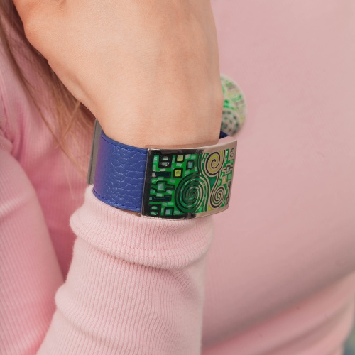 Браслет Fiore Luna на кожаном синем ремешке, CB01319-17 G/S фото 4