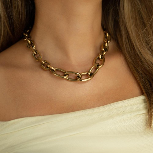 Колье Thot Gioielli, со звеньями разных форм, TG25.1-CLV07 золотистый фото 3