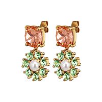 Серьги Dyrberg Kern POPPY SG LIGHT GREEN / PEACH / WHITE PEARL, 460079