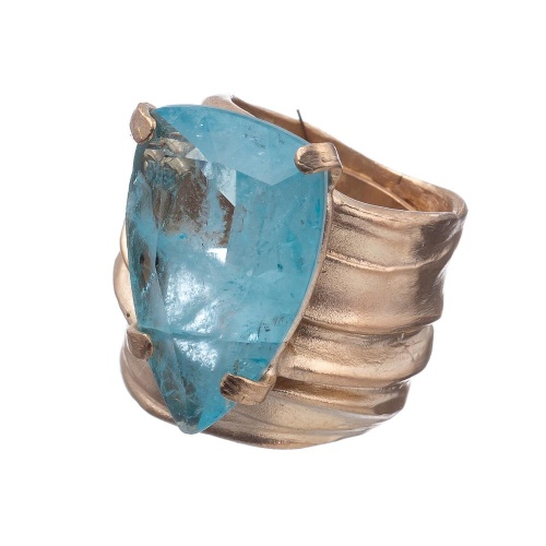 Кольцо Estrosia, с кристаллом, ES-ANM51 аквамариновый, 17,5