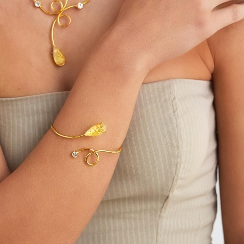 Браслет Catherine Bijoux, Amber flow, кафф с кристаллами, CB26.1-5698EG желтый