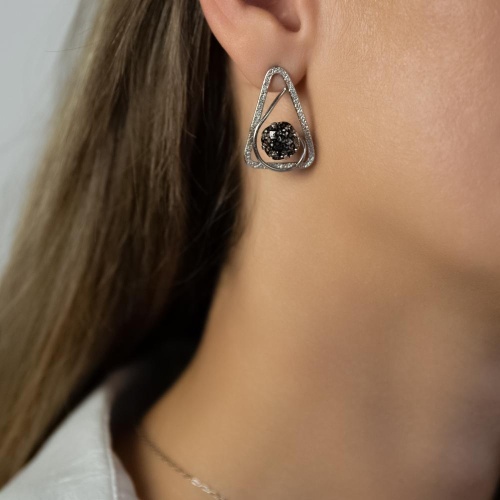 Серьги Catherine Bijoux, Half moon, с кристаллом, CB25.1-5352FS серебристый фото 3