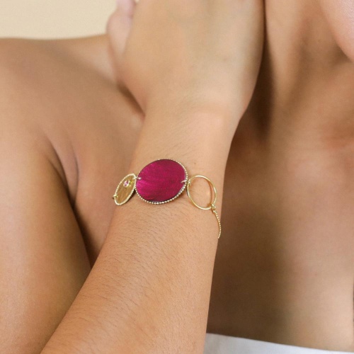 Браслет Franck Herval, Marly, с ракушкой Capiz в смоле, Swarovski, FH25.2-13-73051 бордовый фото 5