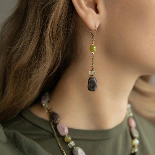 Серьги Lanzerotti, Elisir, с турмалином,агатом,цитрином и гематитом, LZ-25.10-280 серый фото 2