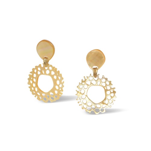 Серьги Nature Bijoux, Corallium, с перламутром, NB26.2-12-90764 золотистый