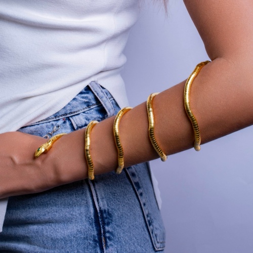 Браслет-колье Moon Paris, в форме змеи, с кристаллами, Mo-Y24.11-077 золотистый фото 4