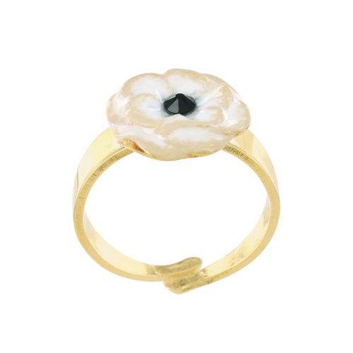 Кольцо TARATATA, Anemone, разъемное, с цветной смолой и кристаллом, TT-T23-08414-201 белый фото 2