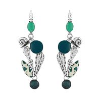 Серьги TARATATA, Green, с цветной смолой и порошком слюды, TT-E24-09778-104 бирюзовый