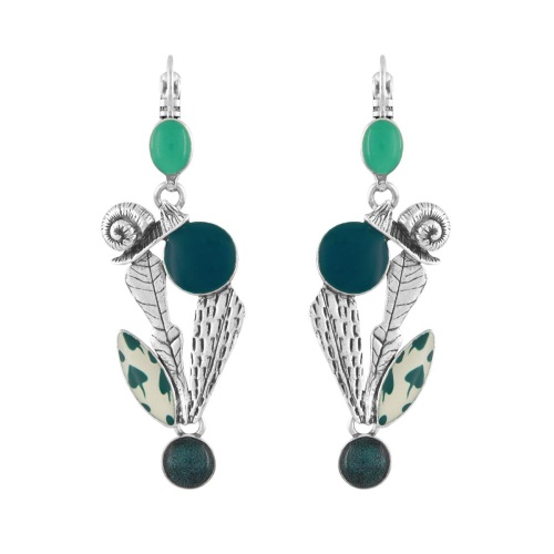 Серьги TARATATA, Green, с цветной смолой и порошком слюды, TT-E24-09778-104 бирюзовый