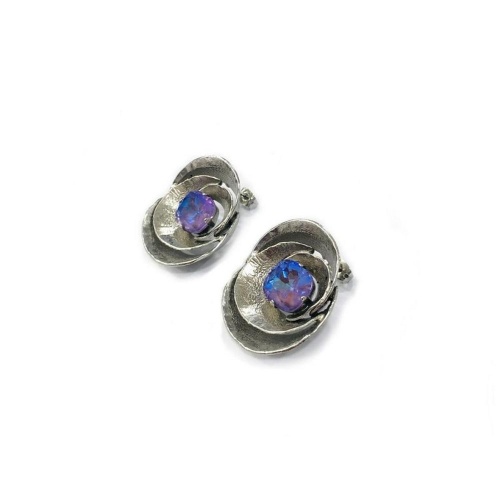 Серьги Catherine Bijoux, Abstract shell, с кристаллом, CB25.1-5381FS фиолетовый