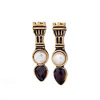 Серьги Alcozer&J, с жемчугом и гранатом, AL2512-O88GD25 белый